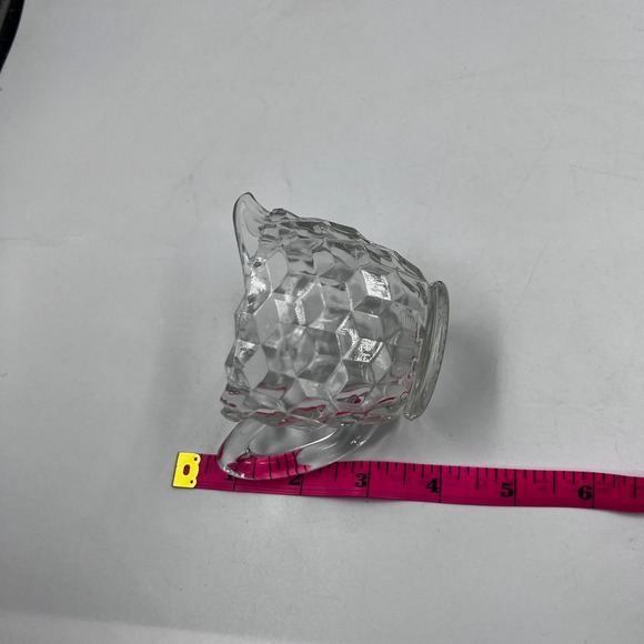 Vintage Fostoria MidCentury Modern MCM Jeannette Clear Glass Cube Creamer Dish - Picture 6 of 8